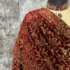 Maroon Wedding stole/Dupatta in Glitter Work.