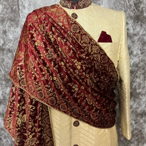 Maroon Wedding stole/Dupatta in Glitter Work.