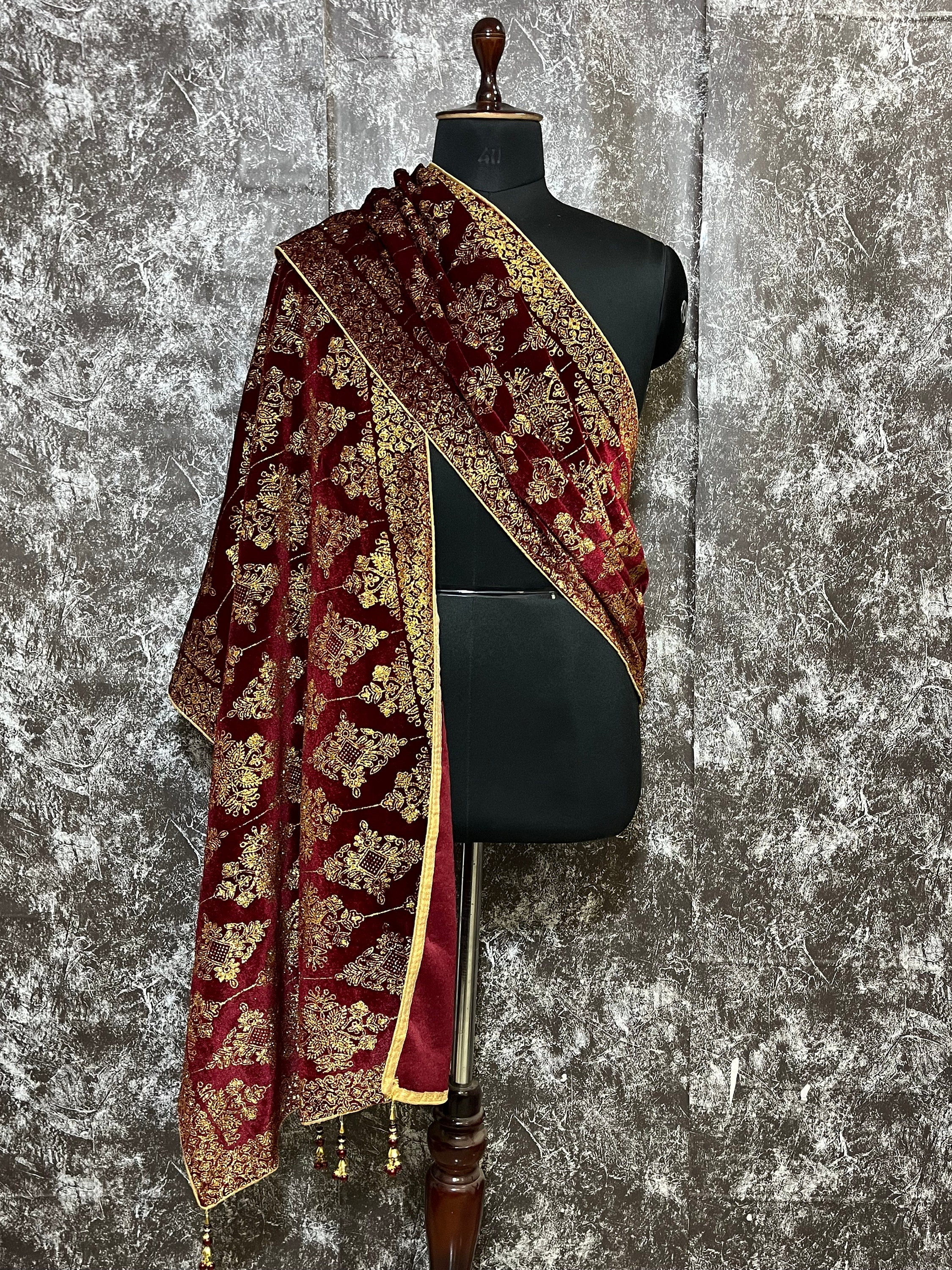 velvet shawl for sherwani