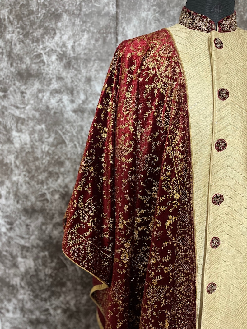 Maroon Wedding stole/Dupatta in Glitter Work.