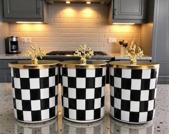 イ*ブ様 RANSBURG ランズバーグ キャニスター 缶 6点セット 黄色 花 Vintage Ransburg Rooster Canister Set: Hand-painted Yellow Nesting