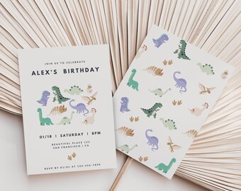 Dinosaur Birthday Invitation Digital Download Printable Jurassic Birthday Invite Template Dino T-Rex Bday Evite Canva Template