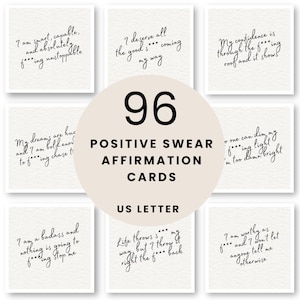 Tarjetas imprimibles de afirmaciones con malas palabras: 96 descargas digitales motivacionales para empoderamiento, confianza y humor con actitud.