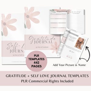 Gratitude & Self-Love Journal Template | 442-Page Editable Canva PLR | Guided Prompts, Affirmations and Resell Rights