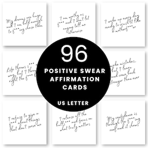 96 cartes de vœux imprimables - Citations motivantes minimalistes en noir et blanc avec attitude pour journaux, agendas et tableaux de visualisation