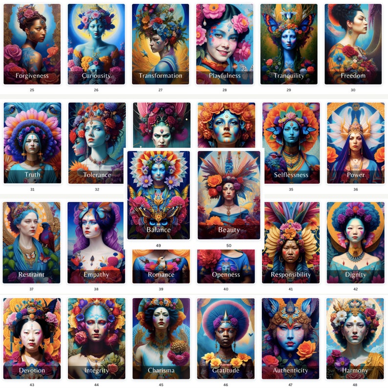 Printable Goddess Oracle Cards: Discover Inner Values, Personal Healing