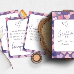 Tarjetas de Afirmaciones de Gratitud Imprimibles con Caja de Regalo / Herramienta Diaria de Positividad y Conciencia Plena
