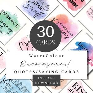 Cartes de citation positives à l'aquarelle : messages inspirants à imprimer pour les boîtes à lunch, les journaux et les encouragements