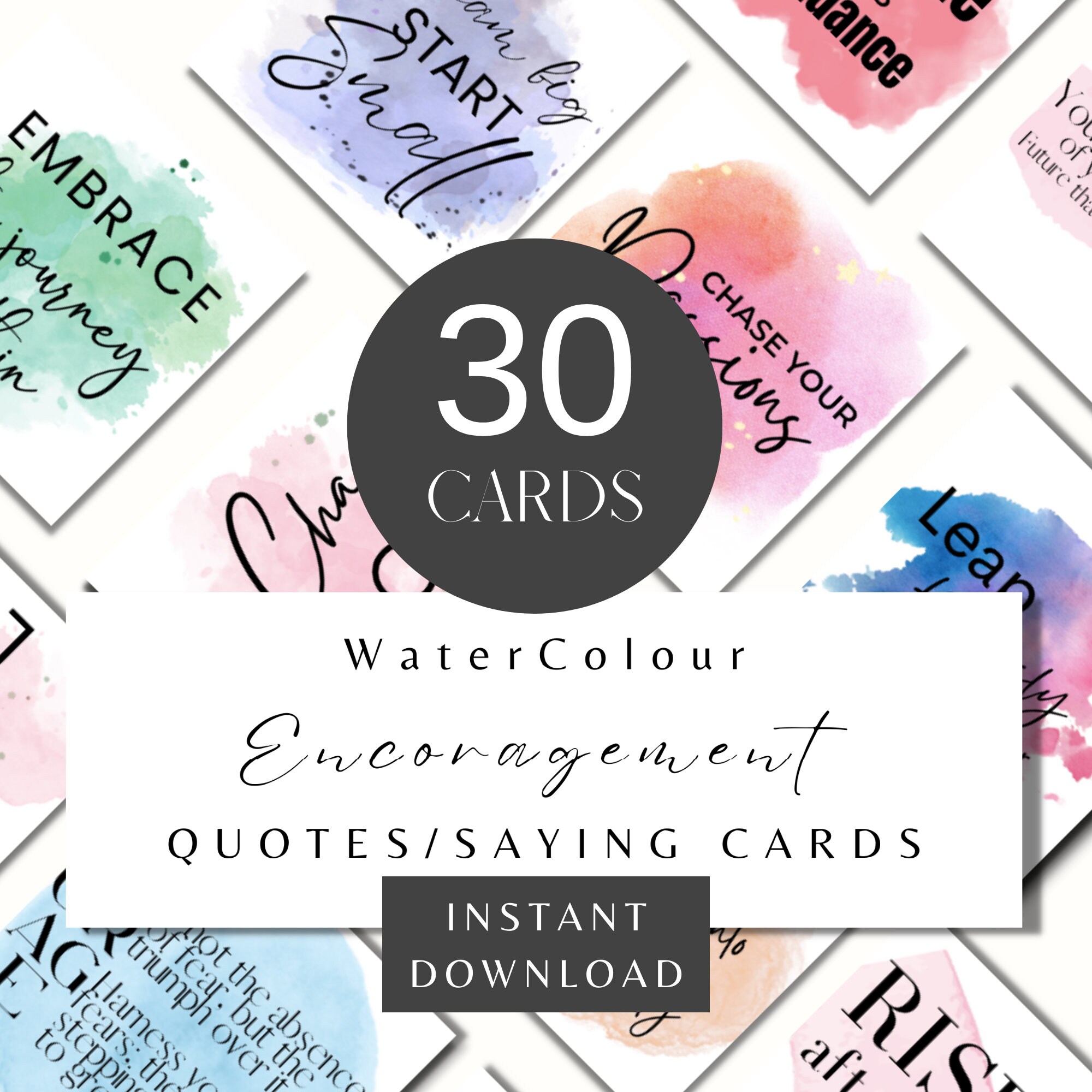 Watercolour Positive Quotes Printable Cards for Motivational Quotes ...
