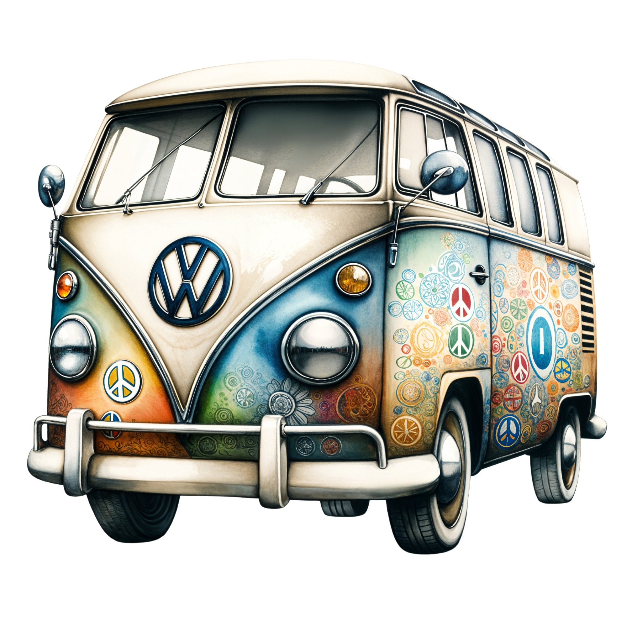 VW Bus Clipart Clipart, Boho Hippie Watercolor Volkswagen, Van Life ...