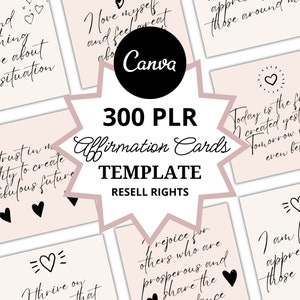 Positieve bevestigingsbrief PLR, kant-en-klare bevestigingskaarten: 300 bevestigingscanva PLR-sjabloon, eenvoudig te gebruiken en aan te passen