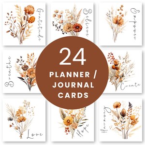 Herbst Boho Floral Inspirierende Journal Karten - 24 Einzigartige druckbare Planer Zitate für die tägliche Achtsamkeit
