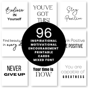 Cartes imprimables de citations inspirantes : décoration de bureau motivante, notes de gentillesse et affirmations positives