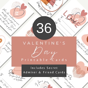 36 cartes imprimables pour la Saint-Valentin pour admirateur secret et professeur - Téléchargement numérique pour les amis et les amoureux