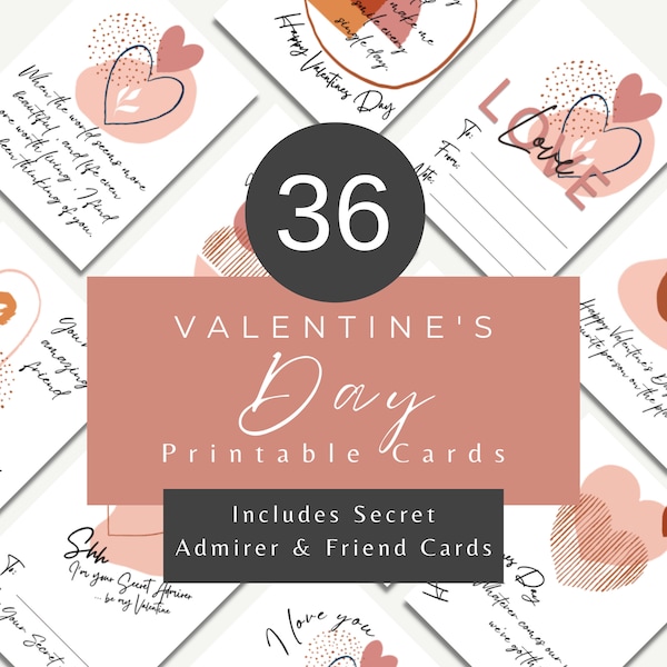 Printable Valentines Day Cards Secret Admirer Cards Friends Valentine Printable Cards Teacher Valentine 36 Card Set