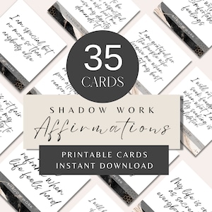 Cartas del oráculo de trabajo con las sombras: baraja de afirmaciones imprimible para sanación, tablero de visión y diario