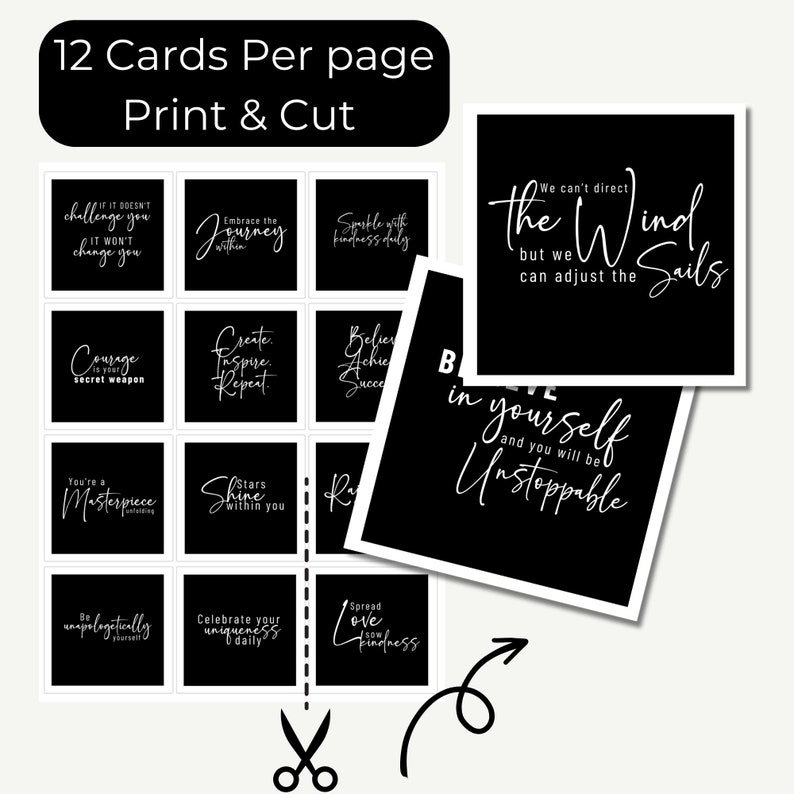 Positive Quotes Printable Note Cards Motivational Quotes Cards for ...