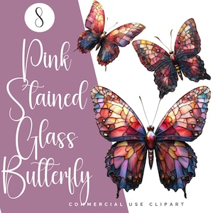 Ätherischer Schmetterling Glas Art Clipart: Digitale Aufkleber für Junk Journaling & Handwerk (Kommerzielle Nutzung)