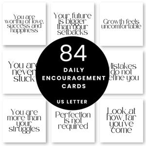 84 tarjetas imprimibles con citas inspiradoras: motivación minimalista en blanco y negro para el día a día