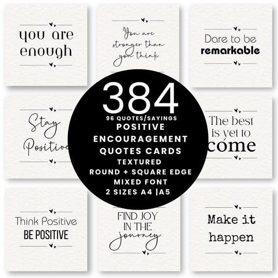 Printable Inspirational Quote Cards - Motivational Positive Encouragement Cards for Journals, Planners & Gifts - Digital Download