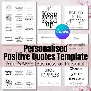 Personalizowane karty z inspirującymi cytatami - konfigurowalny szablon Canva z 96 motywującymi powiedzeniami do biznesu, coachingu i prezentów
