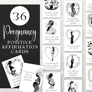 36 cartes abstraites d'affirmation de grossesse : des mantras positifs à imprimer pour les femmes enceintes et un accouchement autonome