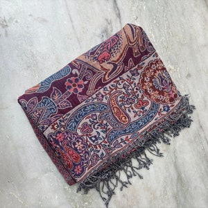 Boiled Wool Shawl, Handwoven Jamawar Shawl, Reversible Shawl, Unisex Shawl, Meditation Blanket, Jamawar Wrap, Jamawar Throw, Gift for Her