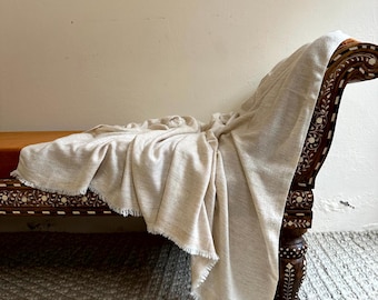 Natural Ivory Blanket, Hand made gifts, Traditional Throws, Extra cozy and soft, Hand loomed wraps, Natural sheep wool, Winter essentials