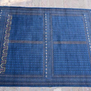 9x12 Indigo Blue Tribal Pattern Rug with Geometric Motifs ,Traditional handmade rug Bohemian home décor ,Blue area rug Vintage look rug