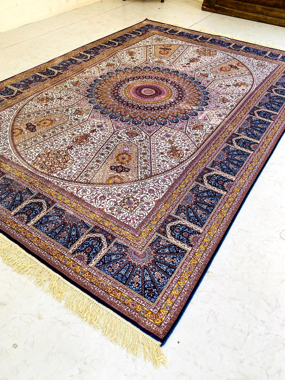 8x5 Geometric Rug Pattern 8x5 Ft Carpet, Beige Carpet, Geometric Pattern, Floral Motifs, Rug for ...