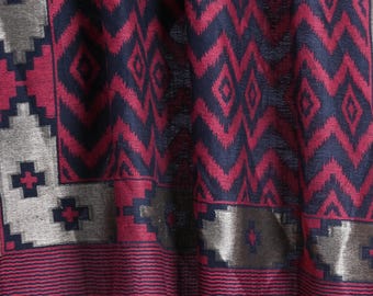 Ikat Pashmina, Designer weave, Cashmere infused, Zig zag design, Black red shawls, Handwoven, Kashmiri scarves, Party wear, Elegant wrap