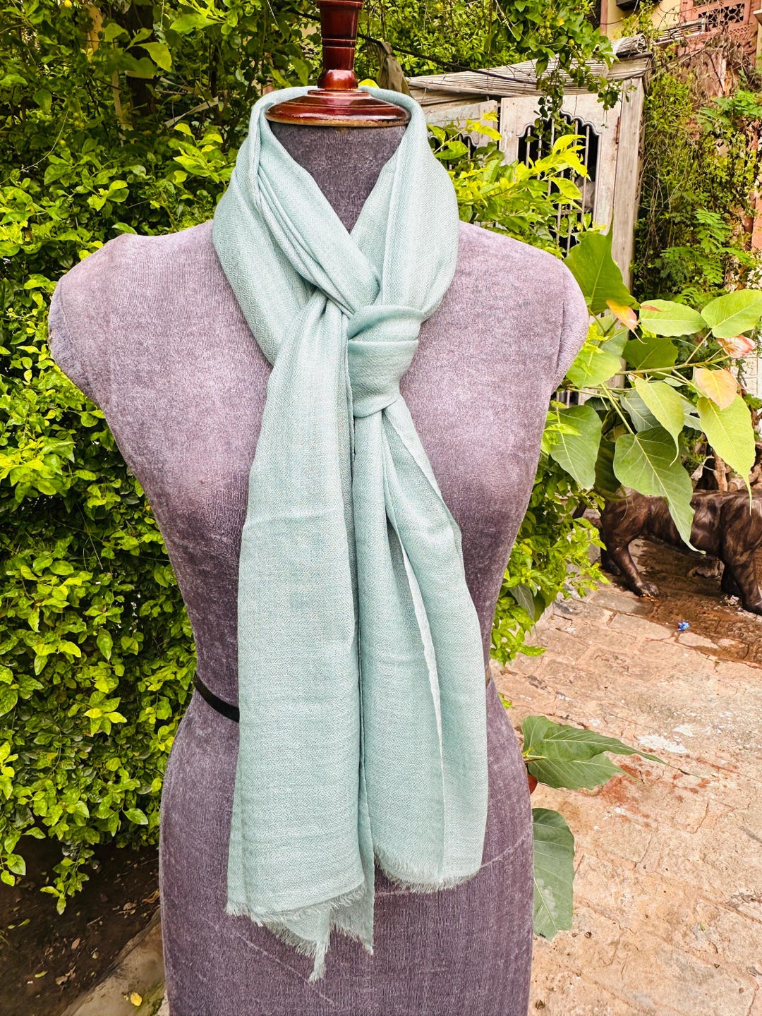 Mint Green Lightweight Shawl\soft Handloom Wrap\ Minimal Elegant