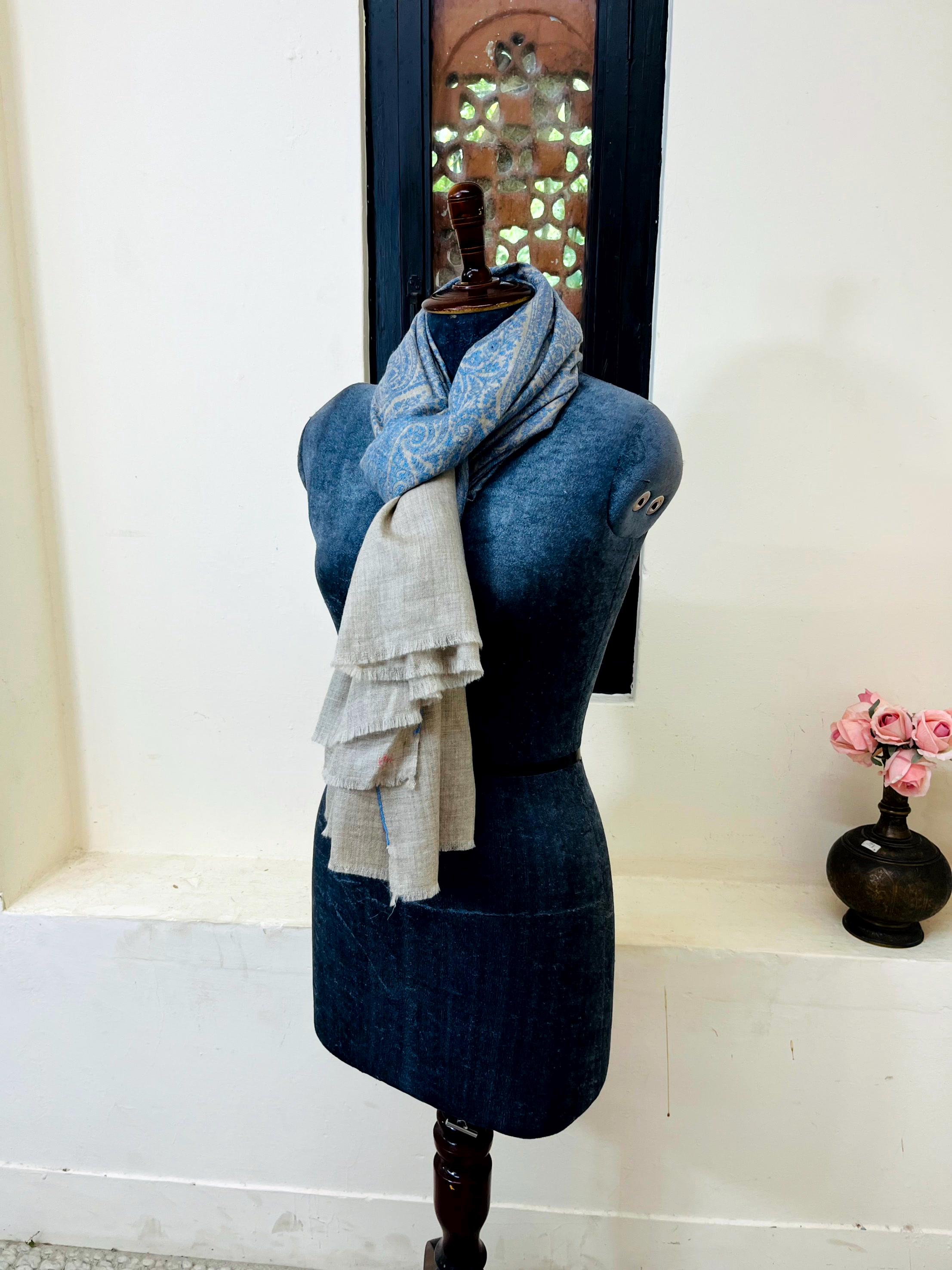 Blue Paisley Shawl\soft Wool Blend Wrap\handmade Kashmiri Style