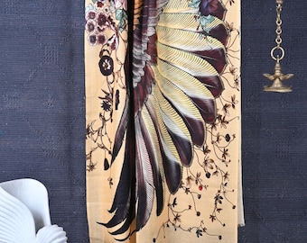 Mesmerizing wings on Super fine Pashmina, Floral and jungle print, Beautiful scarves for him and her, meditation and yoga gears, Boho art