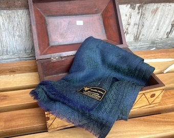 Peacock Blue Vicuna, Andes Mountain Beauty, Peruvian Yarn, Alpaca wool scarf, Original clothing, Luxury rare wool, Vicuna poncho wraps