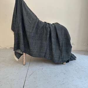 Charcoal Black Plaid Wool Blanket, Pure 100% Cashmere Wool Blanket, Warm Cozy Blanket, Wool Couch Blanket, Wool Throw Blanket, Sheep