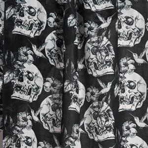 Tattoo Print Pashmina, Skulls and Roses, Hand print pashmina, Elegant modern wear, Handmade gift, Designer wear, Luxe scarves, Trendy outfit