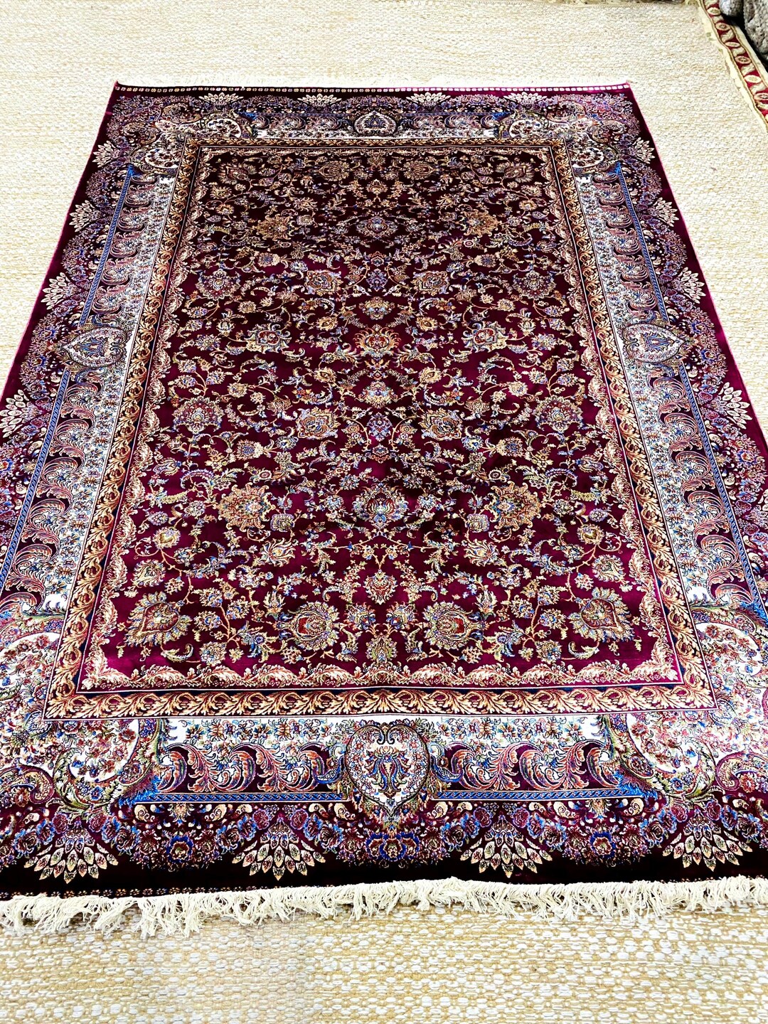 7x5 Ft Rug, Ruby Red Carpet, Celebrity Rug, Intricate Design Rug ...