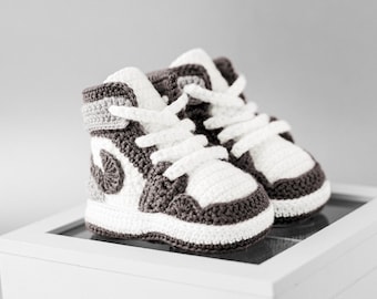 Baby Booties Jordan Stile  Crochet Unisex Crochet Baby Booty Shoe Shower Gift newborn baby shoe sneakers chucks baby girl boy footwear