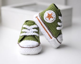 Baby Booties Converse Crochet Unisex Crochet Baby Booty Shoe Shower Gift newborn baby shoe sneakers chucks baby girl boy footwear baby shoes