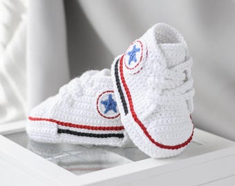 Baby Booties Converse Crochet Unisex Crochet Baby Booty Shoe Shower Gift newborn baby shoe sneakers chucks baby girl boy footwear baby shoes