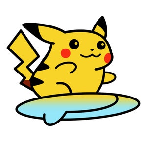Surfing Pikachu Sticker // Hokusai the Great Wave Sticker // Pokemon  Sticker 