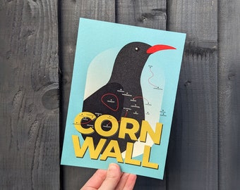 Corwall Cornish Chough A5/A4 city print | Illustrated print | Gift