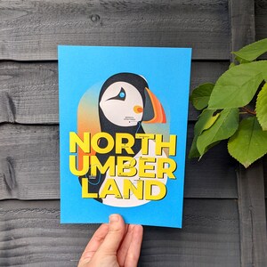 Northumberland puffin A5/A4 city print Illustrated print Gift image 2