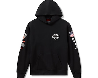 Black Motorcycle Racing Hoodie, Motorsport Graphic Streetwear Pullover