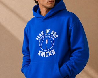Men's Royal Blue Oversized Knicks Hoodie – Streetwear Fleece Pullover