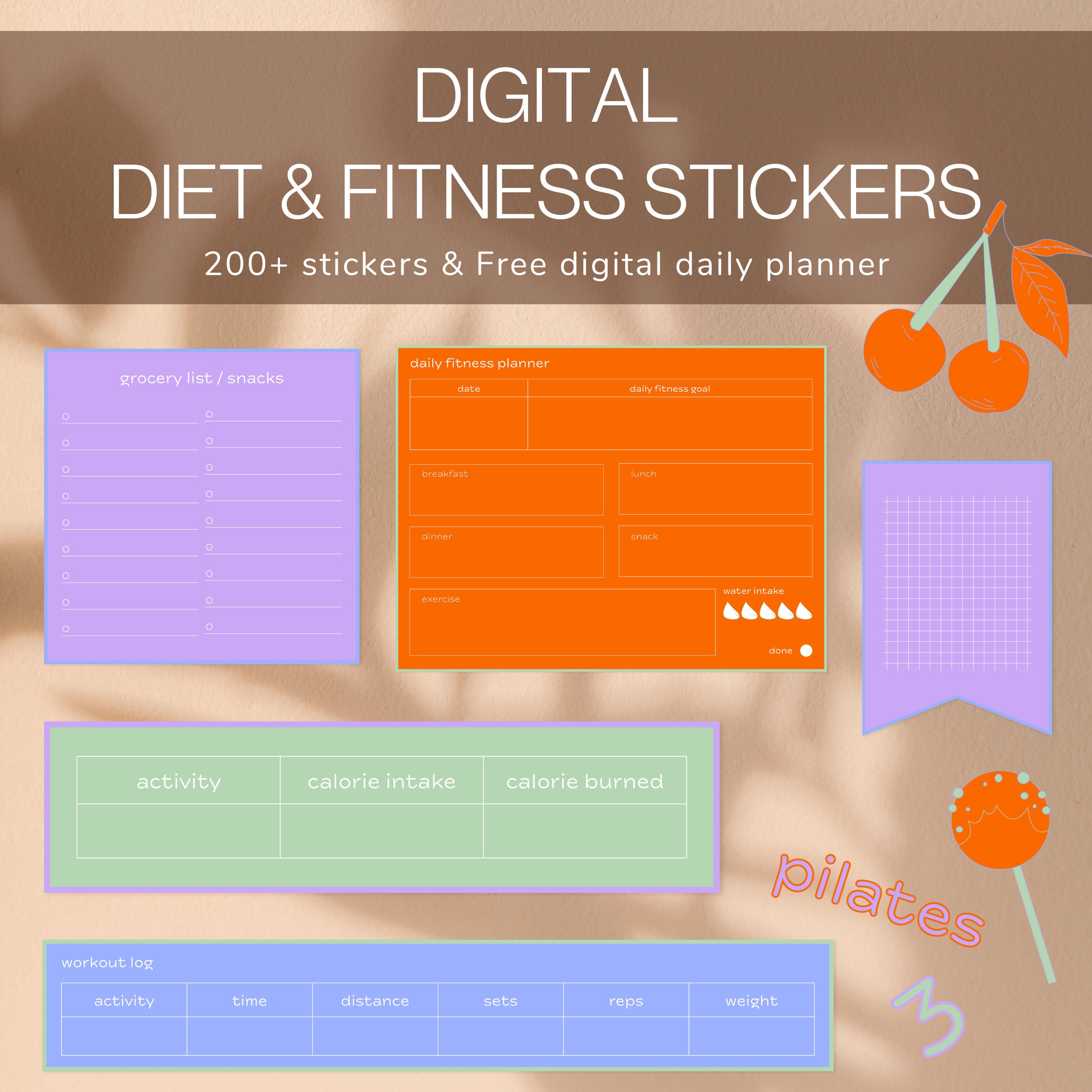 Fit and Fabulous Digital Planner Accessories / Digital Washi Tape / Digital  Stickers / Digital Paper Clips / Planner Accessory Stickers 