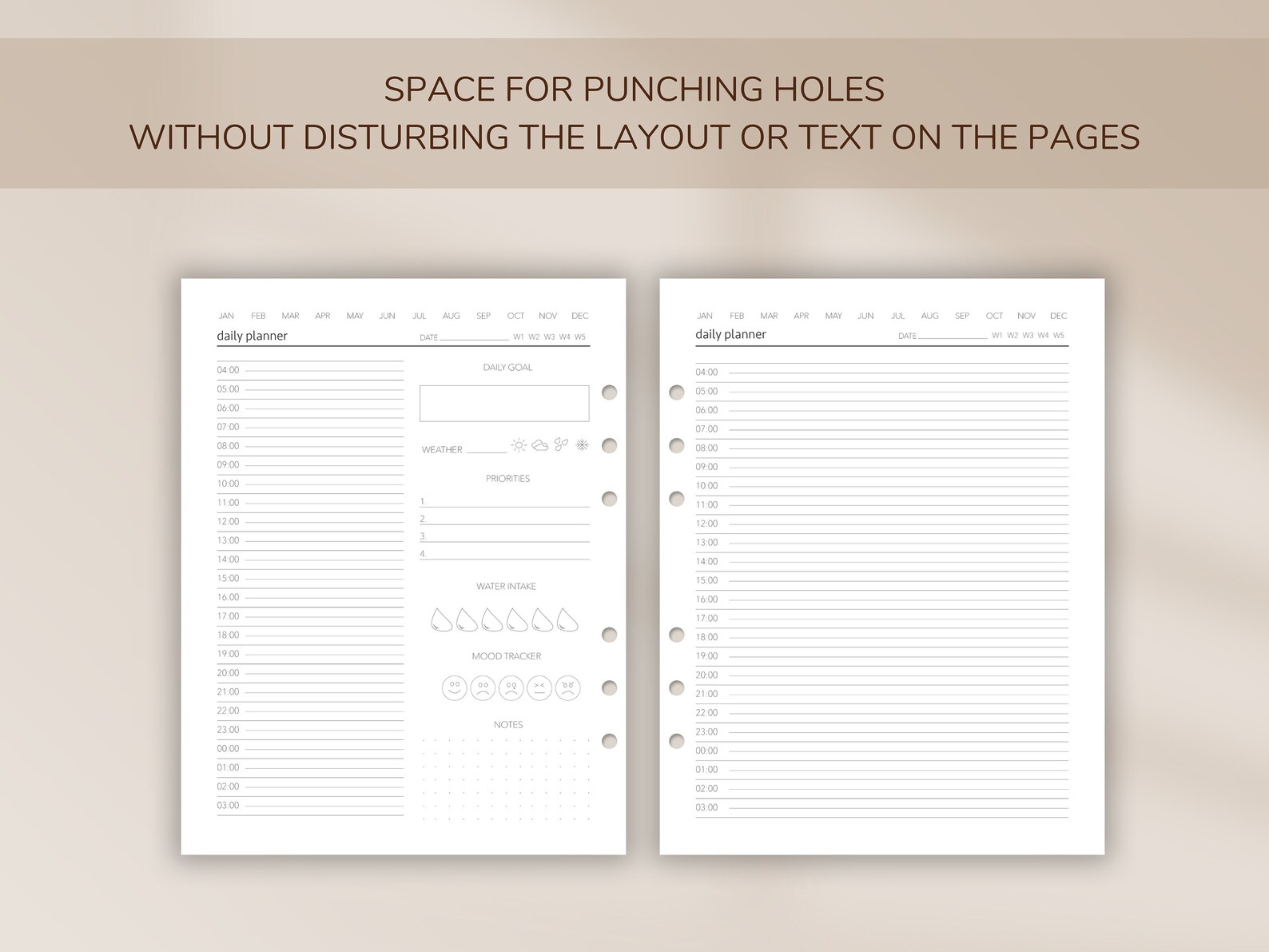 Printable Daily Planner Hourly Planner A4 A5 Letter Minimalist 24 Hour ...