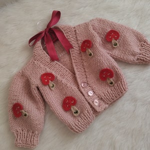 Mushroom Baby Cardigan, Children's Winter Sweater, Modern, Cotton, Trend  Baby Clothing, Crochet 3D Mushroom Knitting, Patches Sweater