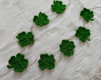 Crochet Clover Garland: St Patricks Day Shamrock Bunting